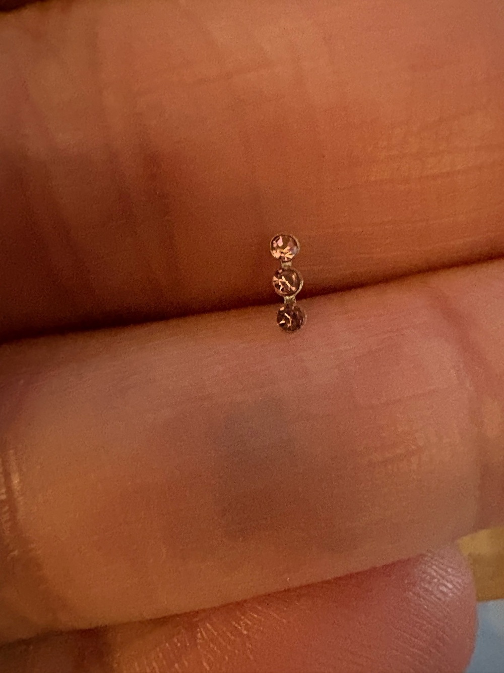 Nose Ring- 20 G Stainless Steel Pink Like 3 Stones Nose Stud Ring